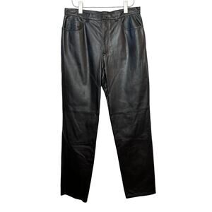 NWT Vintage 90s Jones New York Leather Pants High Rise Straight Black 12